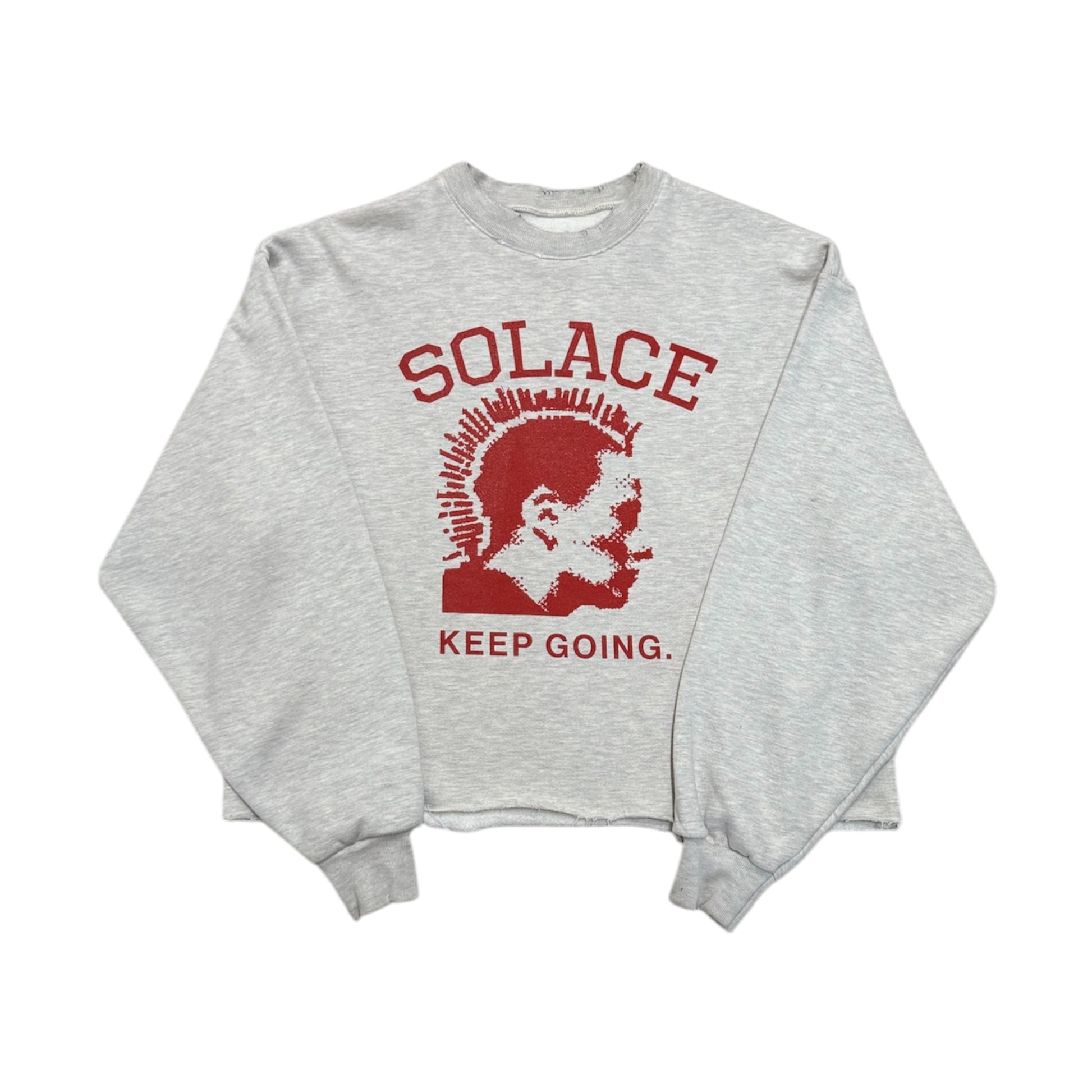 “riot” hand distressed heavyweight crewneck sweater