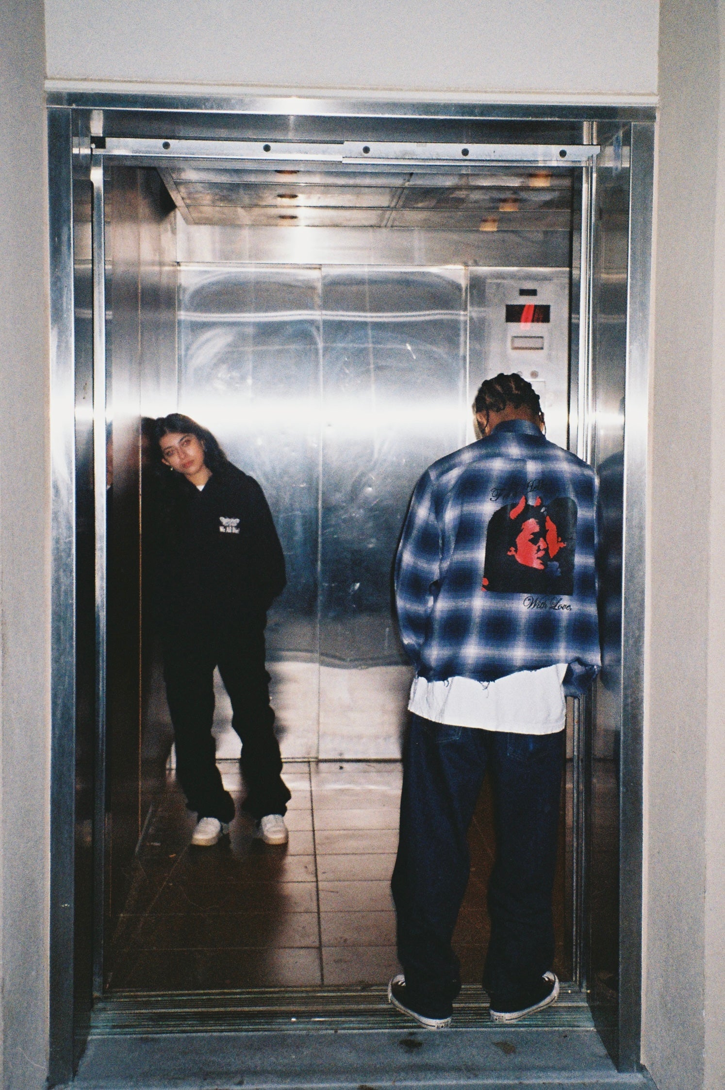 “from hell” hand distressed blue flannel