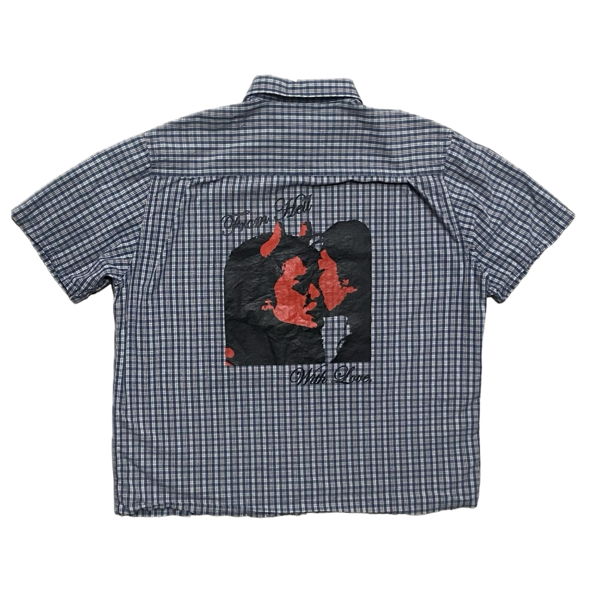 “from hell” hand distressed collared shirt