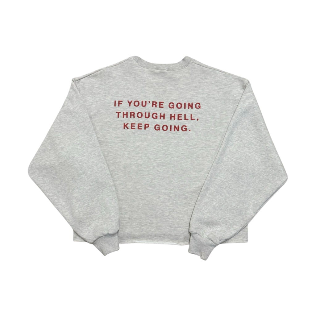 “riot” hand distressed heavyweight crewneck sweater