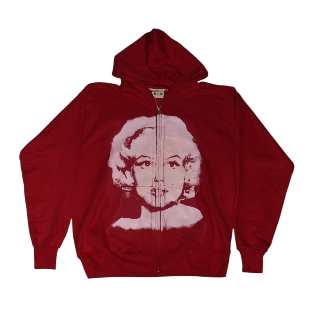 “monroe” red zip-up hoodie