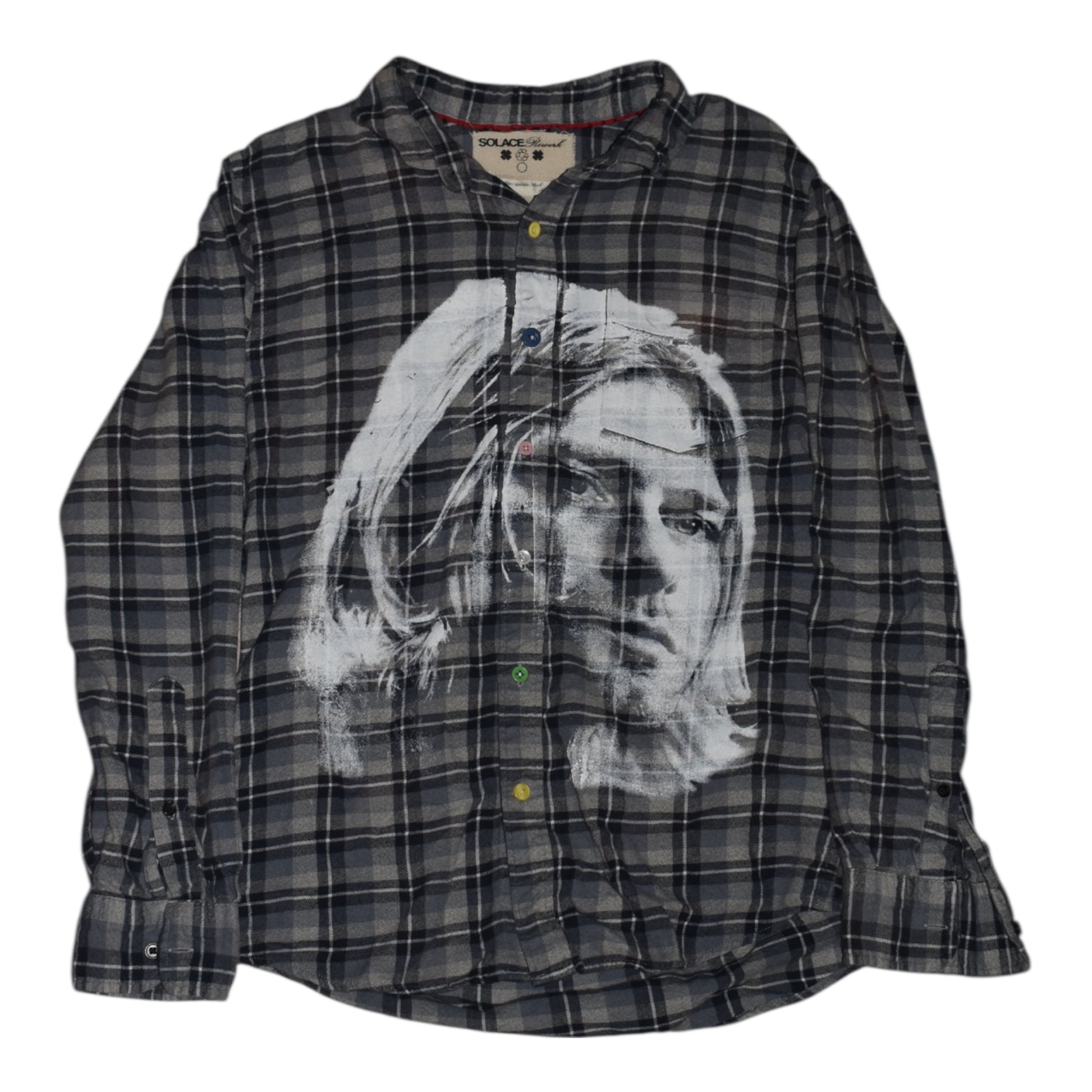 “cobain” vintage grey and blue flannel