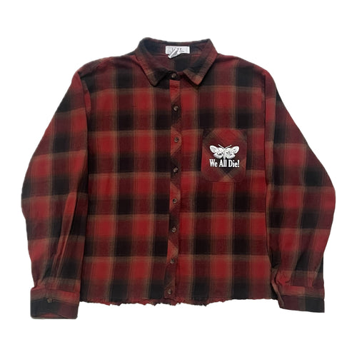 "classic logo" hand distressed red flannel